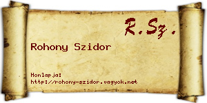 Rohony Szidor névjegykártya